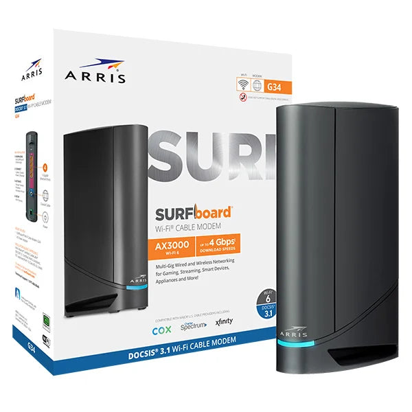 G34 SURFboard® DOCSIS® 3.1 Gigabit Modem & Wi-Fi® 6 Router